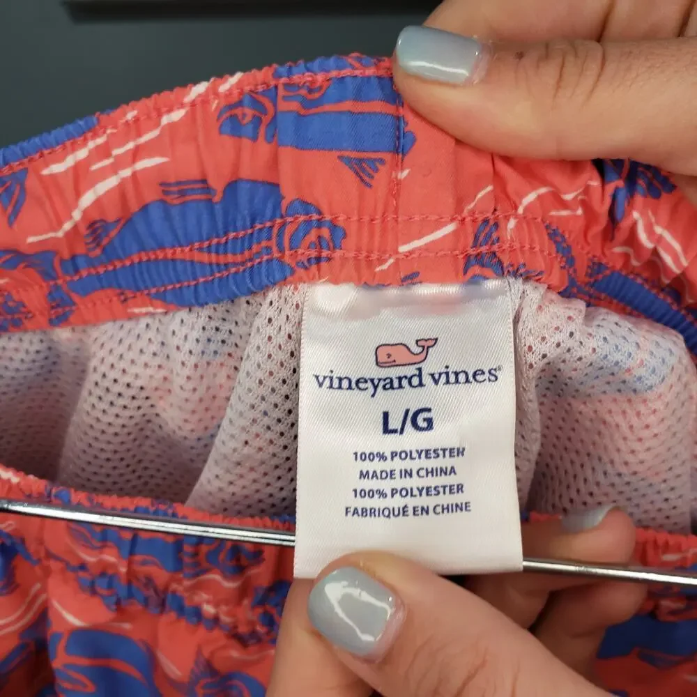 Vineyard Vines Fish Print Chappy Swim Trunks Large